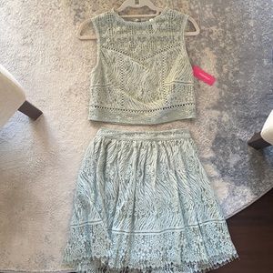 2 piece jade green lace dress.